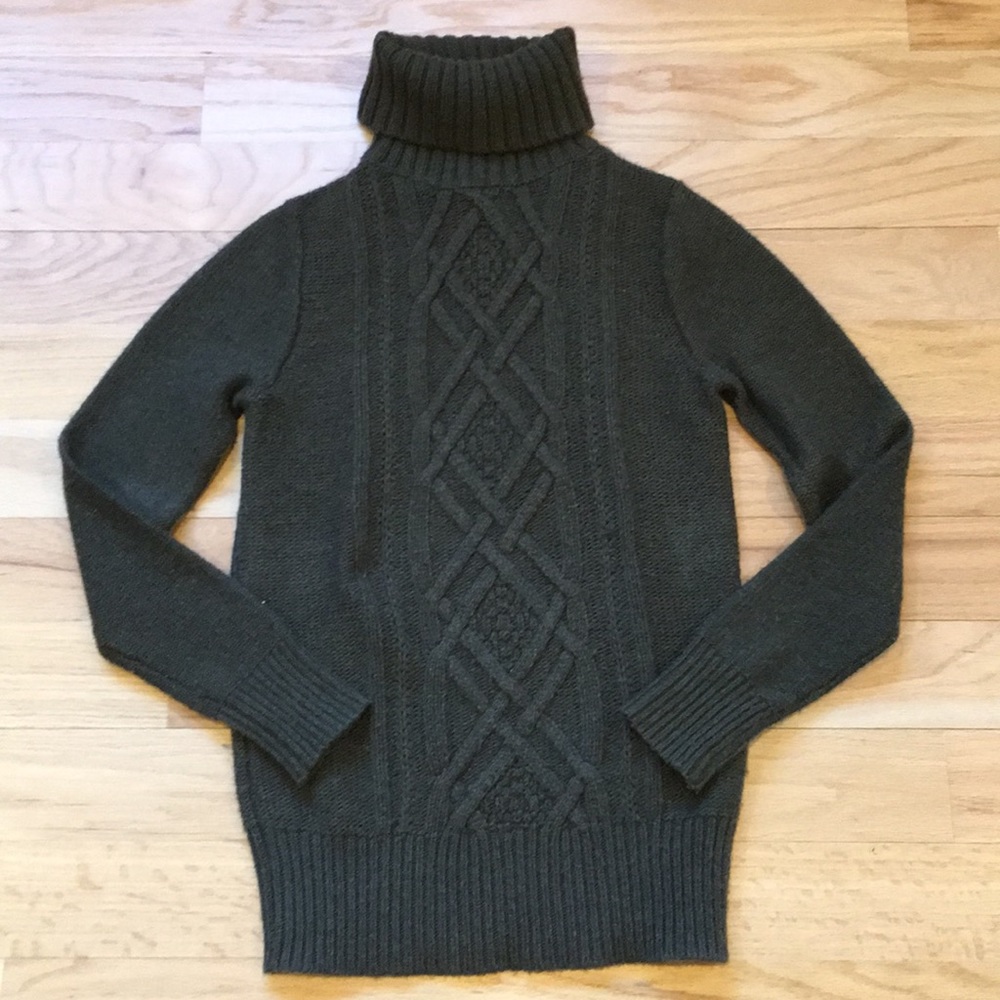 JCrew SM Hunter Green Wool Turtleneck Sweater